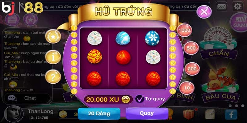 BJ 88 Tỷ lệ quay trúng thưởng trong nổ hũ sấm truyền BJ 88